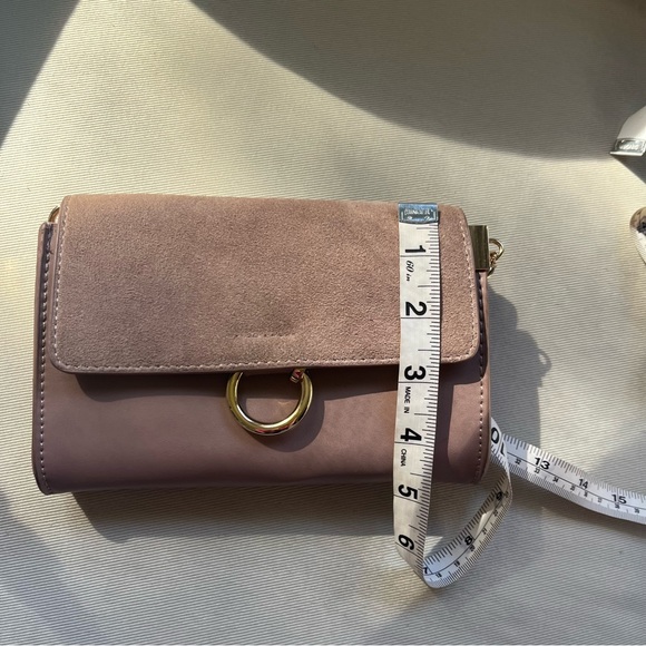 Blush Pink Faux-Suede Crossbody Purse with Gold Detailing - Picture 10 of 10